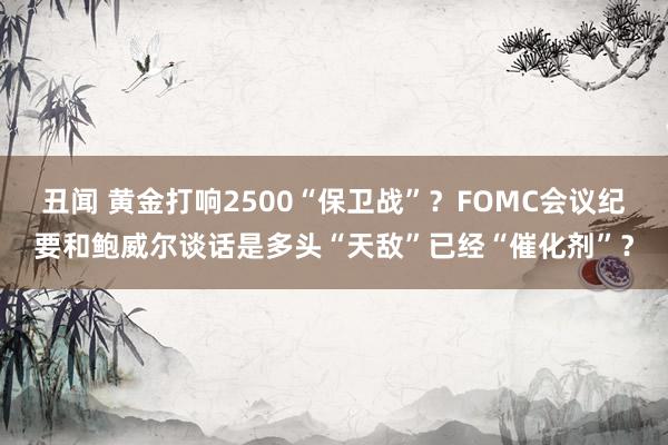 丑闻 黄金打响2500“保卫战”？FOMC会议纪要和鲍威尔谈话是多头“天敌”已经“催化剂”？