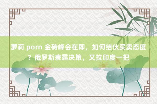 萝莉 porn 金砖峰会在即，如何结伙买卖态度？俄罗斯表露决策，又拉印度一把