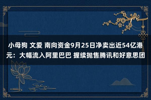 小母狗 文爱 南向资金9月25日净卖出近54亿港元：大幅流入阿里巴巴 握续抛售腾讯和好意思团