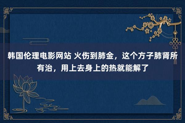 韩国伦理电影网站 火伤到肺金，这个方子肺肾所有治，用上去身上的热就能解了