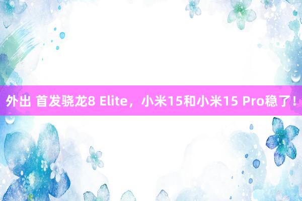 外出 首发骁龙8 Elite，小米15和小米15 Pro稳了！