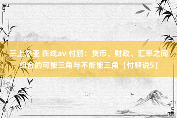 三上悠亚 在线av 付鹏：货币、财政、汇率之间组合的可能三角与不能能三角【付鹏说5】