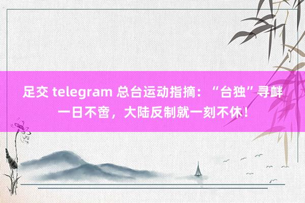 足交 telegram 总台运动指摘：“台独”寻衅一日不啻，大陆反制就一刻不休！