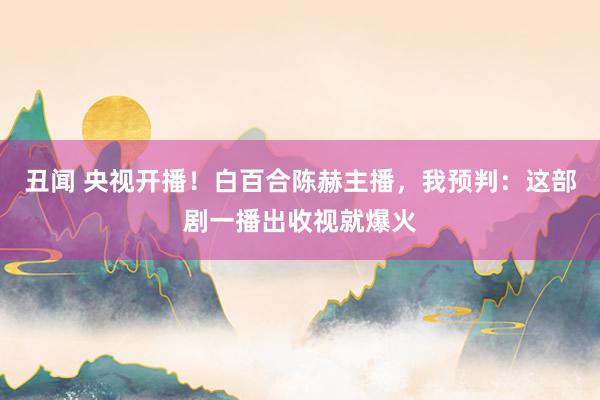 丑闻 央视开播！白百合陈赫主播，我预判：这部剧一播出收视就爆火