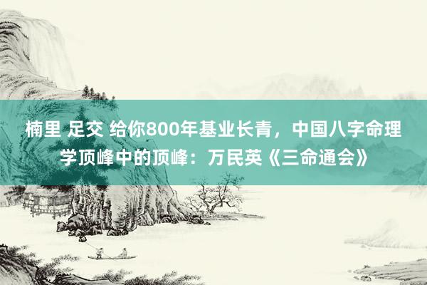 楠里 足交 给你800年基业长青，中国八字命理学顶峰中的顶峰：万民英《三命通会》