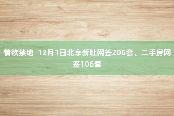 情欲禁地  12月1日北京新址网签206套、二手房网签106套