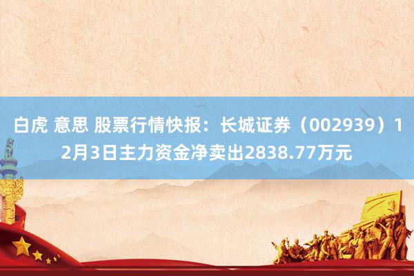 白虎 意思 股票行情快报：长城证券（002939）12月3日主力资金净卖出2838.77万元