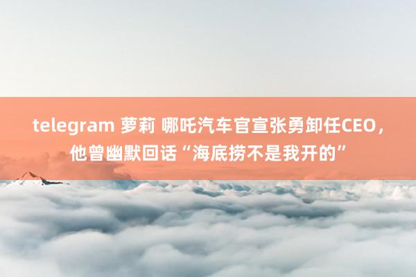 telegram 萝莉 哪吒汽车官宣张勇卸任CEO，他曾幽默回话“海底捞不是我开的”