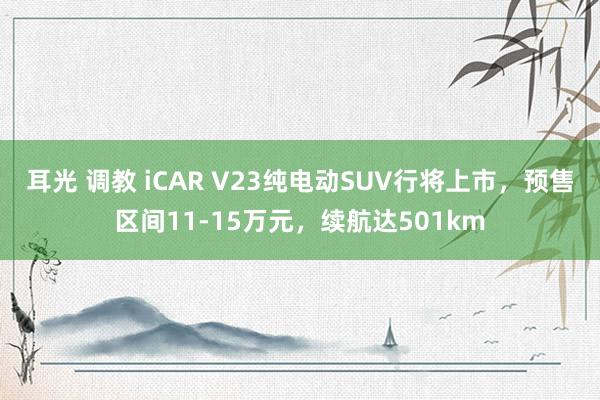 耳光 调教 iCAR V23纯电动SUV行将上市，预售区间11-15万元，续航达501km