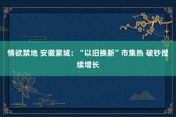 情欲禁地 安徽蒙城：“以旧换新”市集热 破钞捏续增长