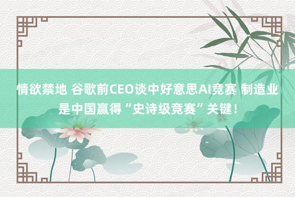 情欲禁地 谷歌前CEO谈中好意思AI竞赛 制造业是中国赢得“史诗级竞赛”关键！