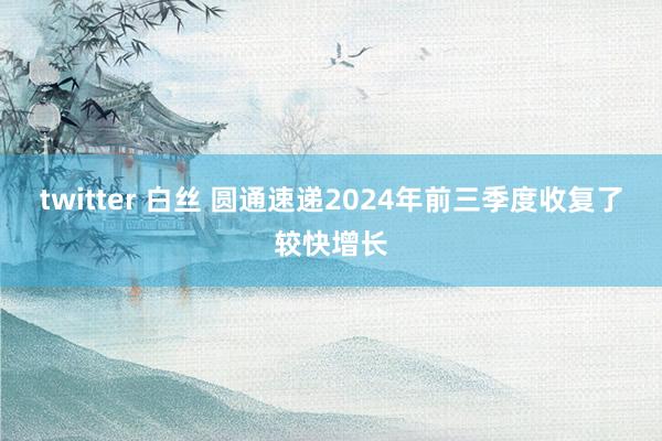 twitter 白丝 圆通速递2024年前三季度收复了较快增长