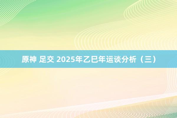 原神 足交 2025年乙巳年运谈分析（三）