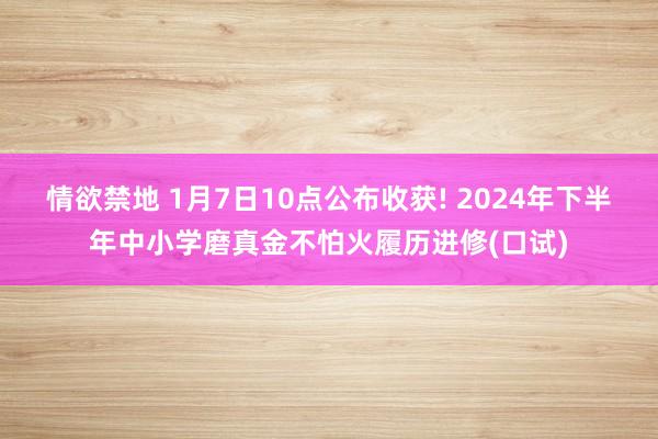 情欲禁地 1月7日10点公布收获! 2024年下半年中小学磨真金不怕火履历进修(口试)