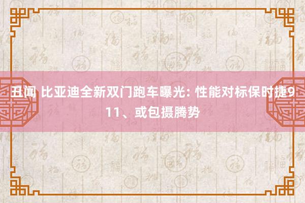 丑闻 比亚迪全新双门跑车曝光: 性能对标保时捷911、或包摄腾势