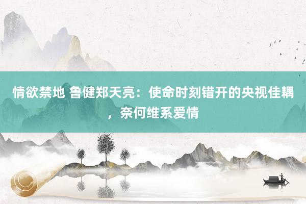 情欲禁地 鲁健郑天亮：使命时刻错开的央视佳耦，奈何维系爱情